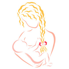 Young beautiful mother breastfeeding baby, maternity and health