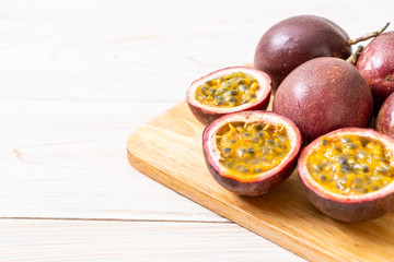 fresh passion fruit on white background