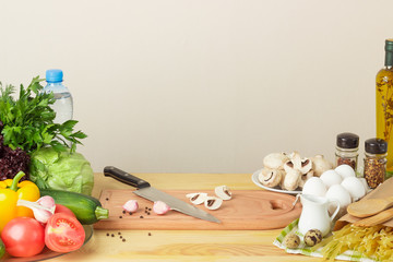 Table with different fruits and vegetables