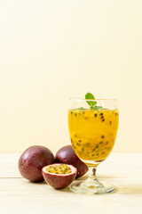 fresh and iced passion fruit juice