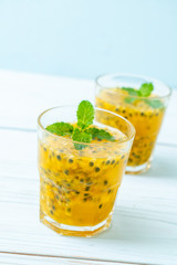 fresh and iced passion fruit juice
