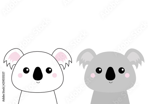 Koala Bear Head Face Set Doodle Linear Sketch Cute Cartoon