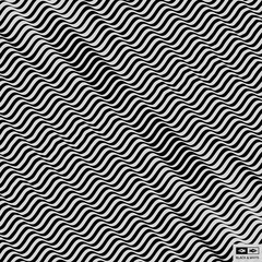 Optical illusion. Black and white abstract striped background. 3D vector illustration.