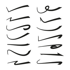 underline, highlighter marker strokes, swoops, waves  brush marks