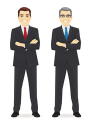Business man young and mature isolated vector illustration