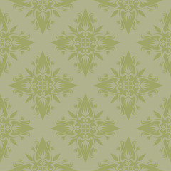 Fototapeta premium Olive green floral seamless pattern. Ornamental background