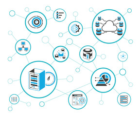data analytics concept, information management concept, vector illustration