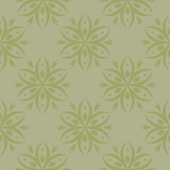 Olive green floral seamless pattern