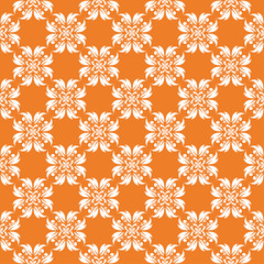White floral seamless pattern on orange background