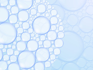 foam from bubbles on blue background