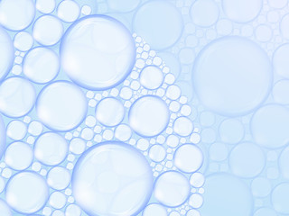 foam from bubbles on blue background