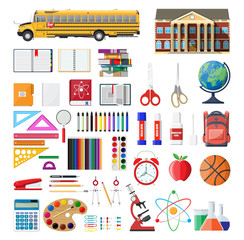 Big school set. School supplies, stationery