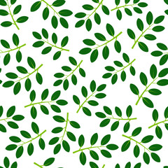 Obraz premium Seamless pattern with green summer leaves. Vector illustration. 