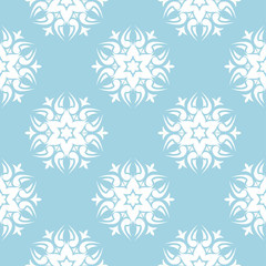 Fototapeta na wymiar White floral seamless pattern on navy blue background