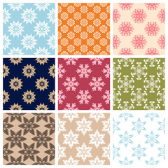 Colored set with flower elements. Floral seamless pattern.