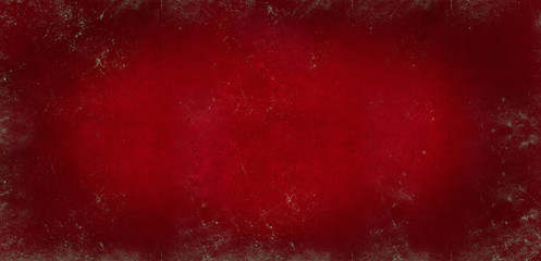 Red dark background of school blackboard colored texture or red paper texture. Red black vignetted blank aged background. Long format