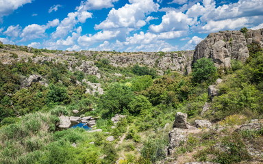 Landscape of the canyon Aktovo and Devil Valley in Ukraine.