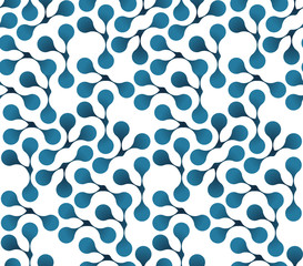 Fototapeta premium abstract round foliage seamless pattern in blue on white