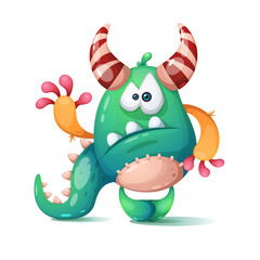 Fototapeta premium Funny, cute cartoon monster, dino Vector eps 10