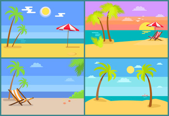Fototapeta na wymiar Beach and Seascapes Collection Vector Illustration