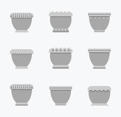 Flower Pots Curved Collection Vector Illustration