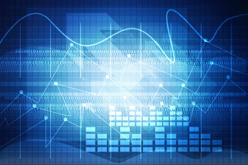 2d rendering Stock market online business concept. business Graph 