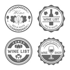 Wine shop vector monochrome vintage round labels