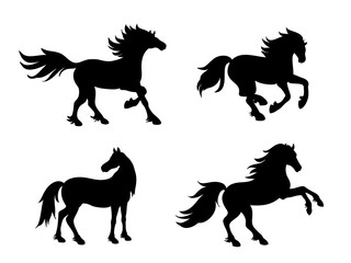 Fototapeta na wymiar Silhouettes of horses - vector illustration