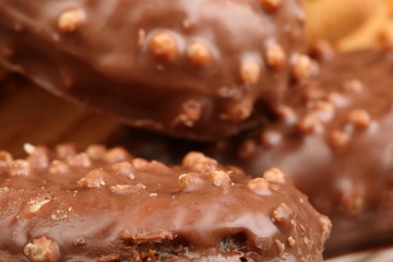 Chocolate candy with Rice Krispies Cereal close-up