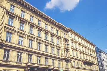 Europe wall building, vintage filter image