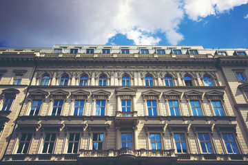 Europe wall building, vintage filter image