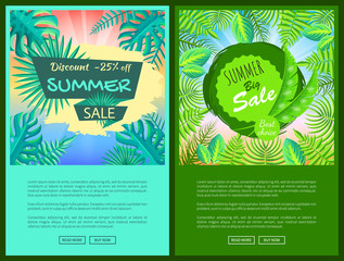 Discount Summer Sale Web Posters Set Percent Off