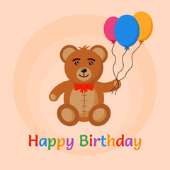 Bear toy with air balloons vector illustration