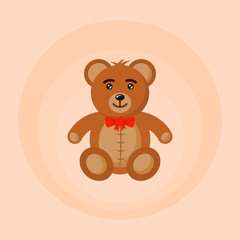 Bear toy colored vector cartoon illustration