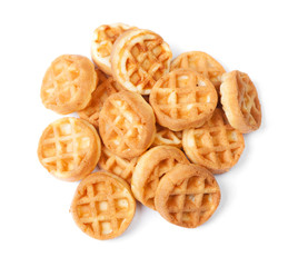 Group of tasty round mini waffles