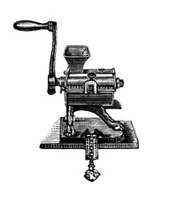 Fleischhackmaschine.aus: Marie Adenfeller, Friedrich Werner: Illustriertes Koch- und Haushaltungsbuch, Friedrichshagen 1899/1900, S. 266, Fig. 364