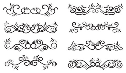 Swirls set. Decorative elements for frames. Elegant swirl vector illustration.