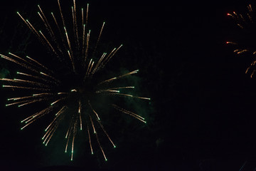 Bright fireworks in the sky