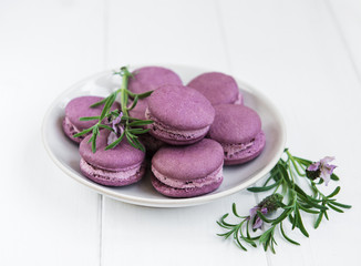 Obraz na płótnie Canvas Plate with lavender macarons