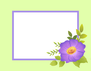 Empty Frame Decorated by Purple Viola Flower Bud