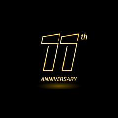 11 years golden line anniversary celebration logo design