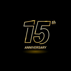 15 years golden line anniversary celebration logo design