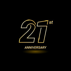 21 years golden line anniversary celebration logo design