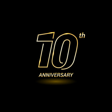 10 years golden line anniversary celebration logo design