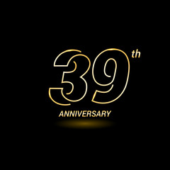 Fototapeta na wymiar 39 years golden line anniversary celebration logo design