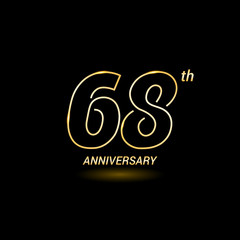 Obraz premium 68 years golden line anniversary celebration logo design