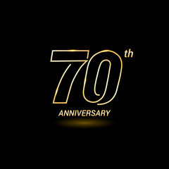 70 years golden line anniversary celebration logo design