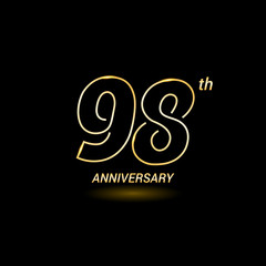 98 years golden line anniversary celebration logo design