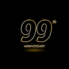 99 years golden line anniversary celebration logo design