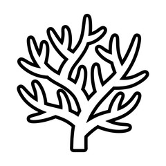 Obraz premium Staghorn branching coral in coral reef line art vector icon for marine life apps and websites